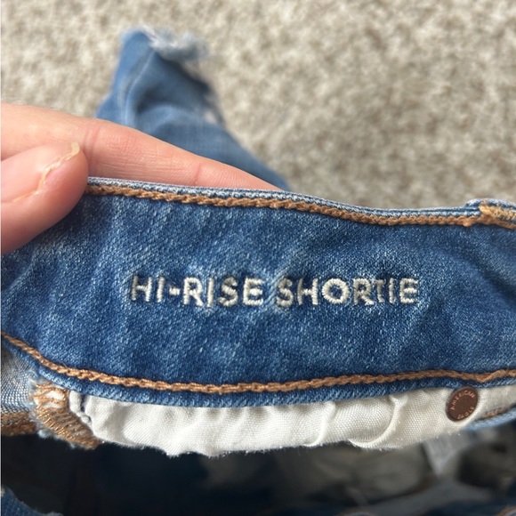 🦋 American Eagle Outfitters Super Stretch High Rise Shorties Denim Shorts 0 - Picture 3 of 8